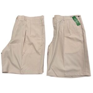 2 Pro Tour CoolPlay Pleated Golf Shorts Mens 42 Ultimate Tech UPF 15 Khaki New